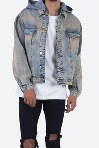 Veste en jean robuste pour homme, vêtement d'extérieur en jean bleu, streetwear tendance, fermeture boutonnée, manteaux décontractés, vêtements de haute qualité, sans logo - Product Image 3