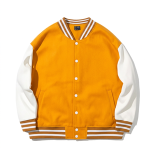 เสื้อแจ็คเก็ตวาร์ซิตี้สุดหรู ผ้าขนสัตว์หนา แขนหนัง ปักลายตัวอักษรแบบ Letterman เสื้อโค้ทเบสบอล ปักลายเชนิลล์ เสื้อผ้าสตรีทแวร์สไตล์วินเทจ - Product Image 4