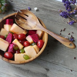 Newest Design Eco-friendly Wood Salad <b>Tools</b> Decorative Restaurant Hotel Home Server Set for Fruit & Vegetables Dishwasher <b>Safe</b> - Product Image 6