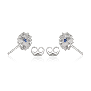 Wholesale Price 925 Sterling Silver Oval Cut Genuine <b>Blue</b> Sapphire & Diamond Fine <b>Stud</b> <b>Earrings</b> For Women's - Product Image 6