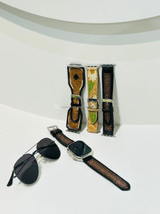 Nuevo diseño personalizado de cuero genuino hecho a mano Real, correas de reloj pintadas con herramientas florales occidentales, correas de reloj de repuesto bohemias occidentales - Product Image 3