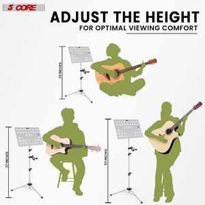 Support de musique 5-en-1 réglable pour bureau, porte-partitions portable, support de livre pliable tout en métal - Product Image 2