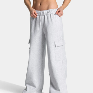 New Arrival Women's High Waist Canvas Fleece Cargo Pants Relaxed Fit Full Length Multi <b>Pocket</b> Breathable Streetwear <b>Trousers</b> - Product Image 1