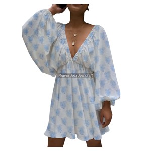 Nuevo Vestido de Verano 2026 con Cuello en V Profundo y Mangas Farol, Sexy, Ajustado, de Gran Venta en la Categoría de Vestidos Casuales con Cuello en V Profundo y Mangas Farol - Product Image 1
