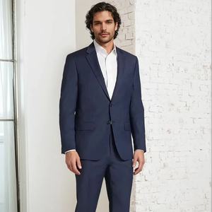 Derniers costumes deux-pièces bleu marine pour hommes smoking d'été décontracté avec veste et pantalon grande taille - Product Image 1