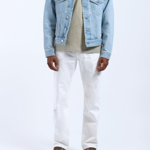 Jean en denim blanc pour homme, imprimé éclair, coupe droite ample, délavé, motif floral, streetwear, pantalon décontracté pour homme - Product Image 5
