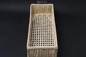 Plateau de rangement rectangulaire en rotin naturel tressé artisanal, décoratif, pour la cuisine, la salle de bain et la décoration des étagères - Product Image 4