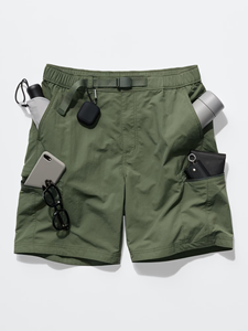 กางเกงขาสั้นผู้ชาย Cargo ผ้าซาตินคอตตอน 100% เป็นมิตรกับสิ่งแวดล้อม สีพื้น - Product Image 1