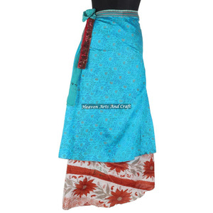 Magic Long 38inch <b>Wrap</b> <b>Skirt</b> Reversible Silk <b>Wrap</b> <b>Skirt</b> Halter Plus Size Vintage Silk Magic 38inch Halter Indian Silk Saree - Product Image 1