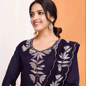 Ropa Étnica de Lujo para Eventos, Conjunto de Traje para Mujer en Morado, Azul y Rosa, Venta al Por Mayor, Boutique, Seda Vichitra Bordada, Compra al Por Mayor - Product Image 1