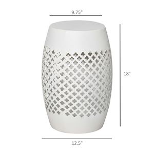 White 12\" Steel Outdoor <b>Side</b> <b>Table</b> <b>Round</b> Hollow Drum Patio End <b>Table</b> Versatile Accent <b>Table</b> for Indoor and Outdoor Use - Product Image 3