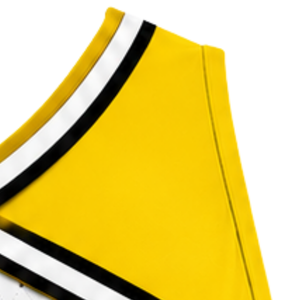 Haut court de cheerleading sans manches jaune, blanc et noir pour femme, col en V, uniforme de performance athlétique pour équipe, compétition sportive - Product Image 3