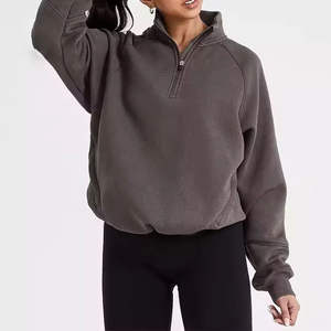 Wholesale Women Plus Size Oversized Half <b>Zip</b> <b>Sweatshirt</b> Adjustable Hem Cord Custom Logo Lounge Pullover Winter - Product Image 5