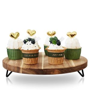 Base Redonda de Madera para Pastel, Bandeja Rústica para Exhibición de Postres, Soporte para Cupcakes, para Fiestas, Catering, Decoración de Cocina - Product Image 1