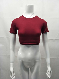 Custom Made Women Casual Crop Top Short Sleeve Premium Quality Breathable Light Weight Comfortable <b>Tie</b> Belt <b>Back</b> Design High - Product Image 6