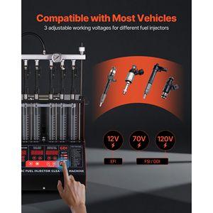 Tester per Iniettori Common Rail Regolabile 12V/70V/120V con 9 Modalità di Test, Macchina di Pulizia a Ultrasuoni 28kHz per Iniettori a 6 Cilindri - Product Image 3