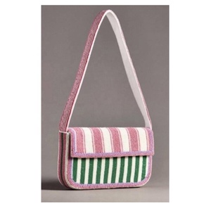 Bolso de Hombro con Cuentas de Vidrio Azul Cielo con Patrón a Cuadros, Correa de Hombro con Cierre Magnético, Ideal para Verano, Oficina, Viajes, Regalo - Product Image 2