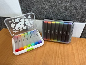 Weekly Silicone Pill Organizer <b>7</b>-Compartment Clear Lid with Colorful Labels for Daily Medication Storage - Product Image 1