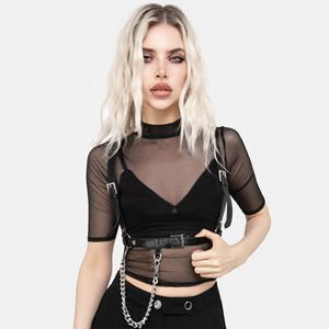 Top Deportivo Corto de Malla Sexy con Logotipo Personalizado, de Secado Rápido, para Mujer, Camiseta Deportiva de Manga Corta para Fitness - Product Image 1