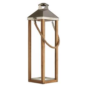 Farol de Madera Hecho a Mano con Asa de Metal, Portavelas de Cristal Grande, Farol Retro para Patio, Decoración del Hogar, Artículos de Jardín - Product Image 5
