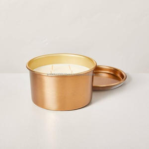 Vaso de vela perfumado vacío de latón personalizado de alta calidad de lujo o portavelas disponibles tarros de vela redondos para decoración de Navidad - Product Image 2