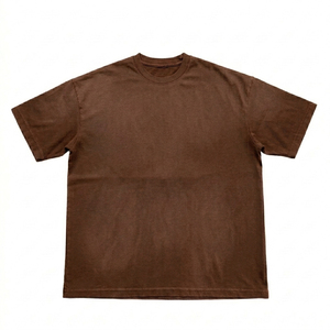 T-shirt Homme en Coton Délavé Doux Coupe Décontractée Lourd Style Urbain Décontracté Col Rond Manches Courtes Qualité Supérieure - Product Image 1