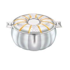 Stainless Steel Casserole Pot Round With <b>Lid</b> Flower <b>Design</b> Durable Amazingly Crafted <b>By</b> Indian Skilled Artisans - Product Image 1