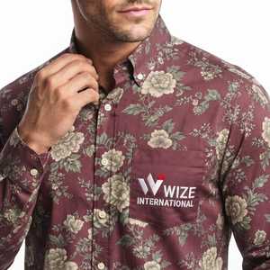 Chemise décontractée à manches longues pour homme WIZE INTERNATIONAL, imprimé floral, col boutonné, manches longues, style printemps - Product Image 4