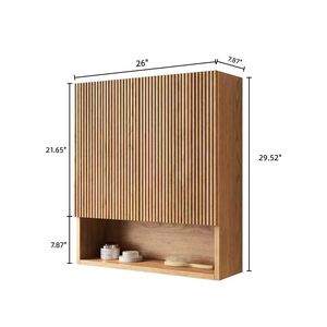 TOBI 26\" <b>Wall</b> <b>Mounted</b> Striped Bathroom <b>Cabinet</b> with Doors Open Storage Compartment & Shelf Over Toilet Furniture Compartment - Product Image 5