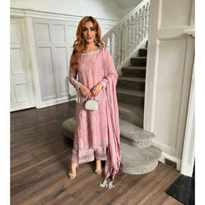 Conjunto de Top y Pantalones Palazzo para Mujer con Hermoso Bordado y Lentejuelas, Incluye Dupatta - Product Image 5