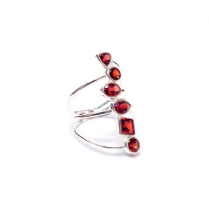 Classic 925 Sterling Silver Multi Garnet <b>Wrap</b> Ring Handmade Minimalist Unique Designer Fine Jewelry for Women <b>Gift</b> - Product Image 3