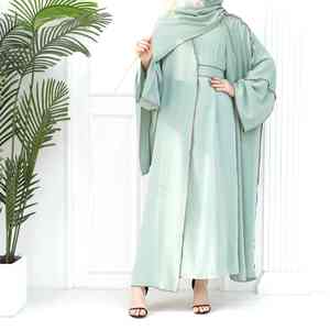 Elegante Abaya Musulmana Moderna Verde Oliva para Mujer, Estilo Dubái, Vestido Islámico Modesto para Fiestas - Product Image 3