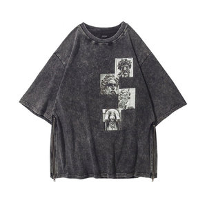 Men's Breathable Plus Size Ripped Loose Fit Oversized Vintage <b>Y2K</b> Streetwear Hip Hop Urban T-<b>Shirt</b> O Neck Baggy Stonewashed - Product Image 2