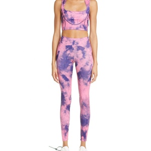 Pantalones de Yoga Casuales Personalizados de Cintura Alta con Efecto Scrunch y Tie Dye, Transpirables, Control de Abdomen, Leggings de Gimnasio Sin Costuras con Efecto Push-Up - Product Image 3