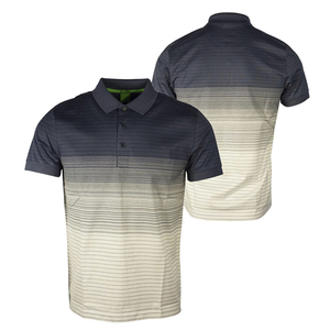 Polo à manches courtes pour homme, à rayures dégradées, coupe classique, design tricoté décontracté - Product Image 1