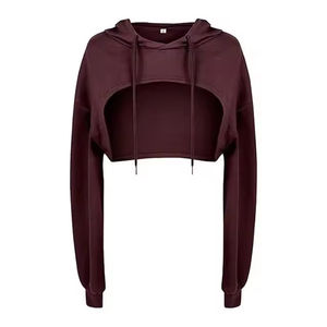 Hoodie court à prix d'usine, grande taille, manches longues, tissu respirant, vêtement décontracté, hoodies tendance - Product Image 1