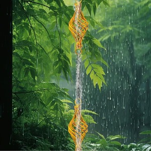 Chaîne de pluie décorative en métal finition or, forme antique, idéale pour hôtels, complexes hôteliers, cafés, aménagement extérieur haut de gamme - Product Image 1