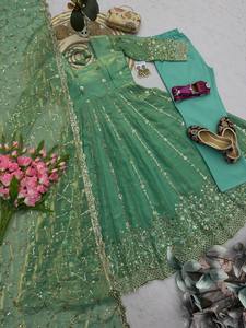 Premium Women Traditional Anarkali Kurti Dress Gown Floor-Length Quick Dry Designed for Ethnic Wear Festivals <b>Parties</b> Weddings - Product Image 3