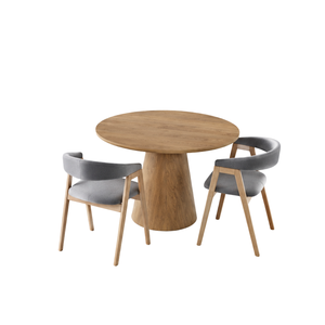 ARTERRA Luxury Modern Round Teak Wood Eco-Friendly Handmade Dining <b>Table</b> Brown Pedestal <b>Table</b> Scandinavian Dining Room Furniture - Product Image 2