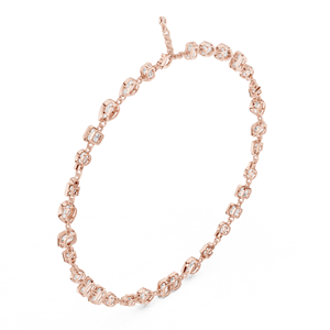 Collier station en or rose avec diamants de laboratoire de formes variées pour femme |   Élégant cadeau de bijoux fins pour mariage - Product Image 3