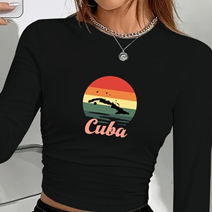 Chemise manches longues mode femme coucher de soleil rétro Cuba - Product Image 2