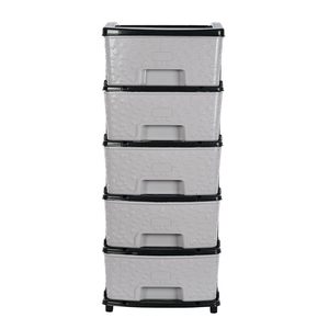Lot de 5 bacs de rangement empilables en plastique avec couvercles et poignées, gris, organiseurs pour cuisine, articles ménagers, maison, jardin, organisation de la cuisine - Product Image 1