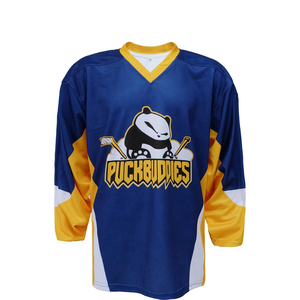 Maillot de hockey sur glace pour homme de haute qualité, 100% polyester, sublimé, antibactérien, broderie 3D, col en V, 220g, personnalisable - Product Image 1