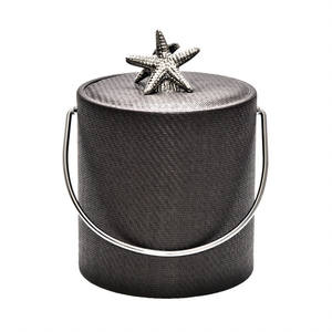 Cubo de Hielo de Acero Inoxidable de Lujo con Envoltura de Cuero Sintético Marrón y Tapa |   Enfriador de Vino y Champán Aislado para Bares y Fiestas - Product Image 5