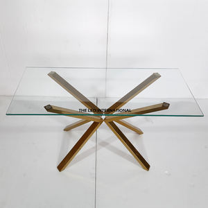 Accessoires de mobilier rectangulaires en acier inoxydable et verre transparent pour salon, salle de séjour et balcon - Product Image 2