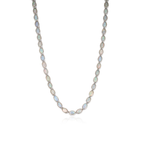 Women's Trendy 925 Sterling Silver Oval Shape <b>Opal</b> Gemstone Bezel Set Tennis <b>Necklace</b> Wholesale Price Fine Jewelry - Product Image 1