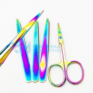 RMI Multi Plasma Color Eyebrow Tweezer Set Straight Point Japanese Stainless Steel - Product Image 5