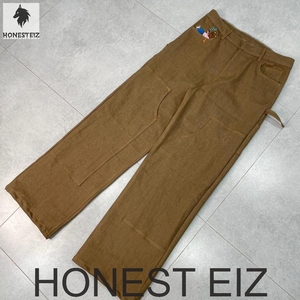Pantalon cargo HONEST EIZ pour homme, taille haute, couleur unie, en denim de coton respirant, style streetwear, avec patchs décoratifs, idéal pour l'automne - Product Image 1