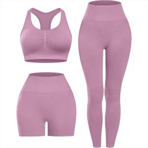 Nouvel ensemble de vêtements de sport tendance pour femmes, en tissu à séchage rapide, sans manches, taille haute, prix de gros, ensemble de leggings - Product Image 6