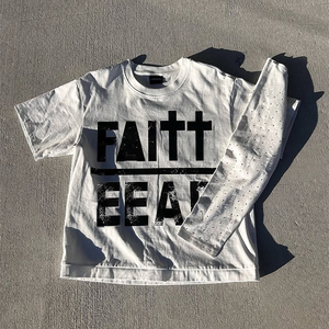 Tùy Chỉnh Rắn Thời Trang Dạo Phố Thể Thao T-Shirt Unisex Hai Lớp Dài Tay Áo Quá Khống 350GSM 100% Cotton Thoáng Khí Nhanh Chóng Khô Người Đàn Ông - Product Image 3